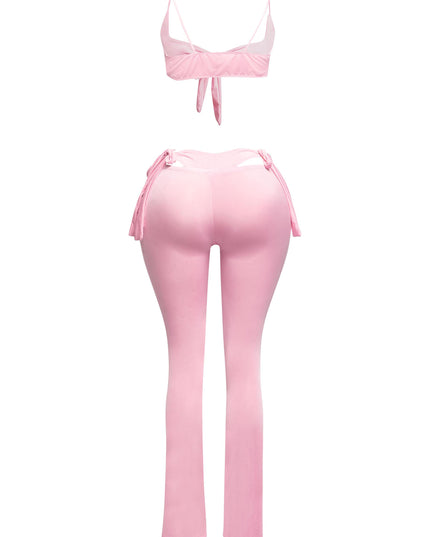 Bow detailed cut-out sexy pants top - Muvin 