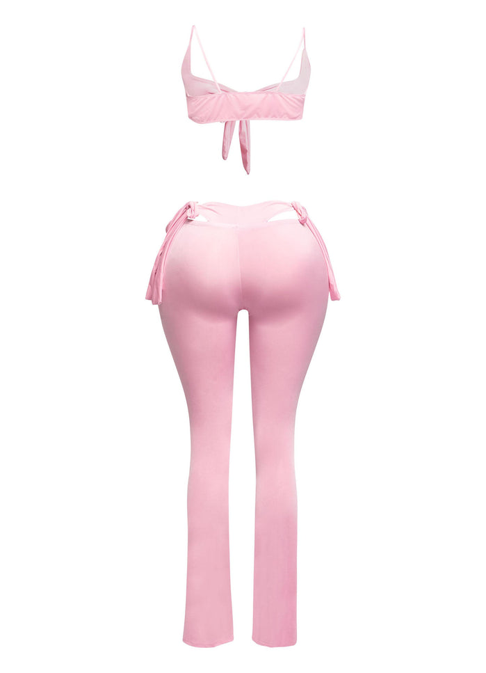 Bow detailed cut-out sexy pants top - Muvin 