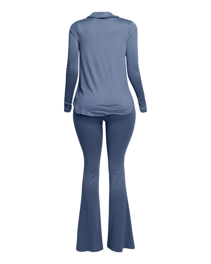 Cowl collar neck top & flare pants set - Muvin 