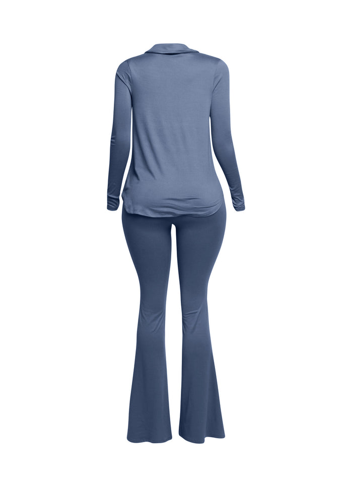 Cowl collar neck top & flare pants set - Muvin 