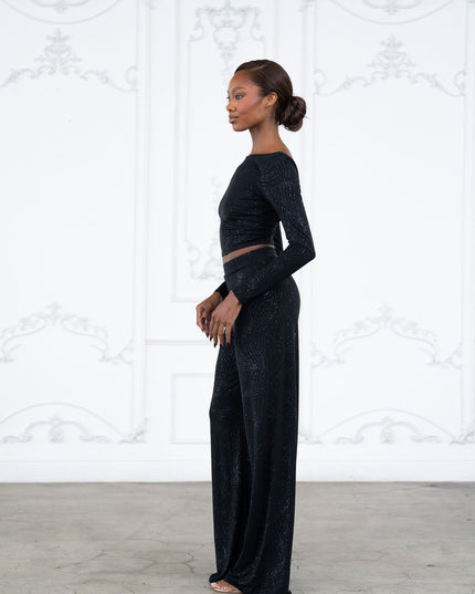 Glittered open back top and pant set - Muvin 