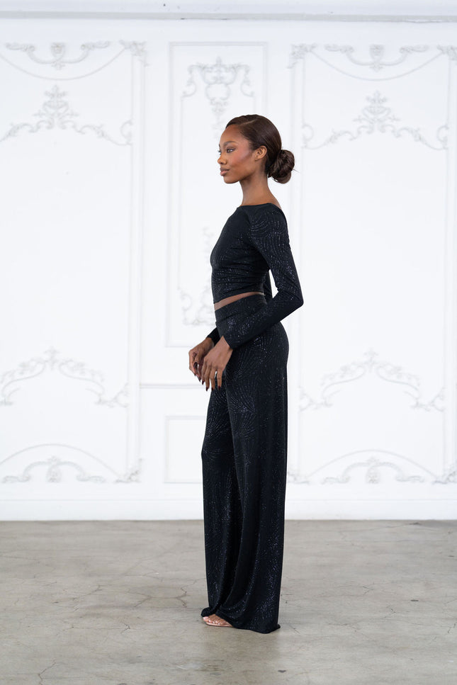 Glittered open back top and pant set - Muvin 