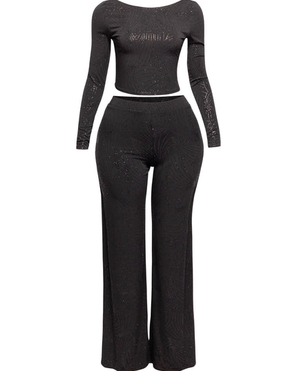 Glittered open back top and pant set - Muvin 