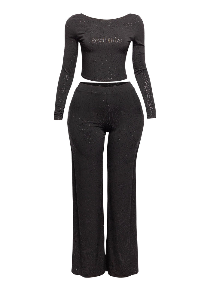 Glittered open back top and pant set - Muvin 