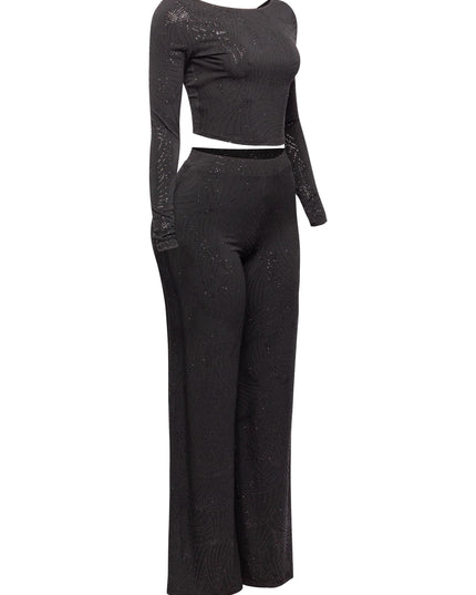 Glittered open back top and pant set - Muvin 