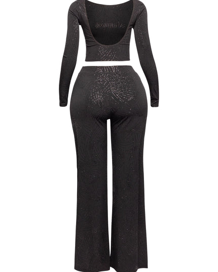 Glittered open back top and pant set - Muvin 