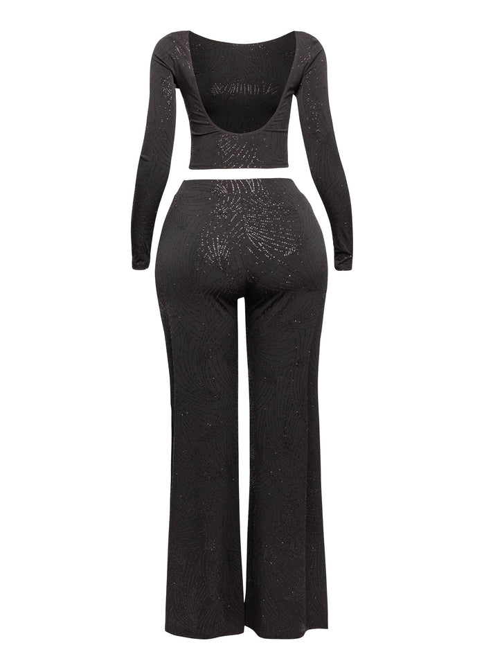 Glittered open back top and pant set - Muvin 