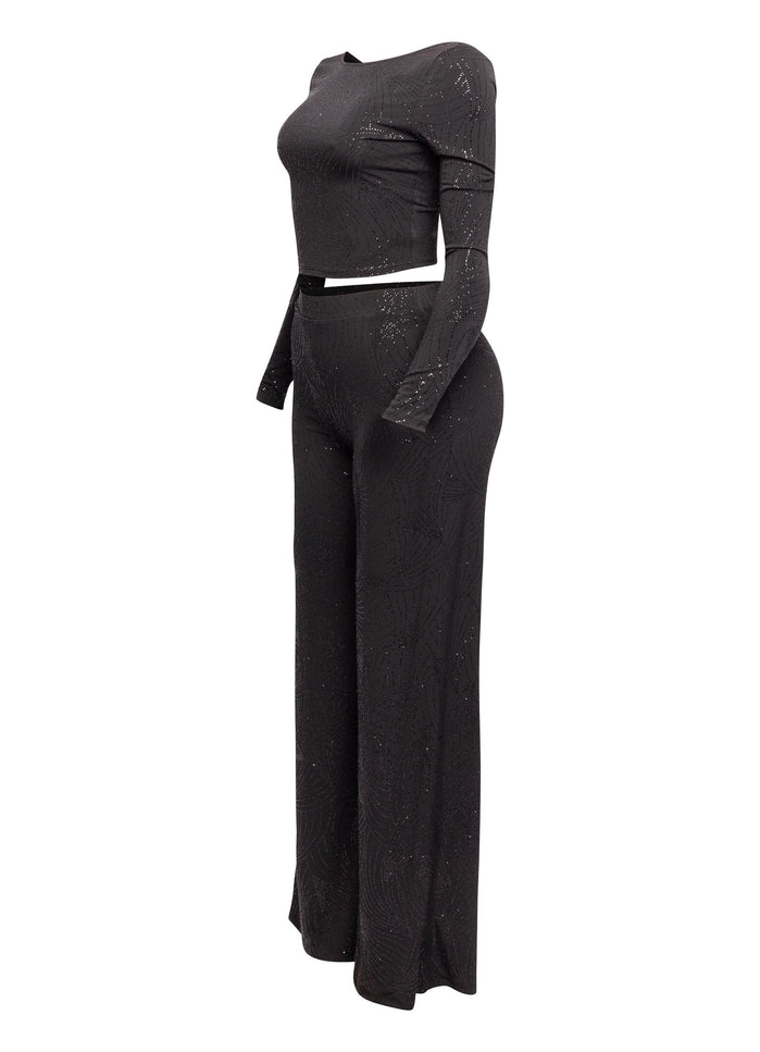 Glittered open back top and pant set - Muvin 