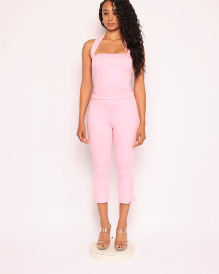 Halter neck top & capri leggings set - Muvin 