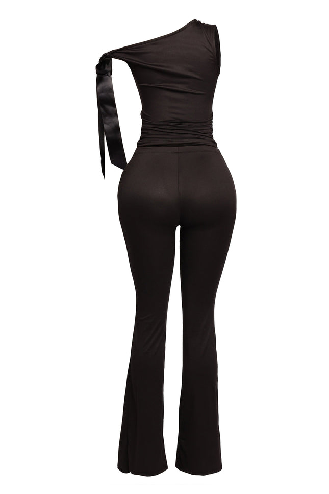 One shoulder tied detailed pants set - Muvin 