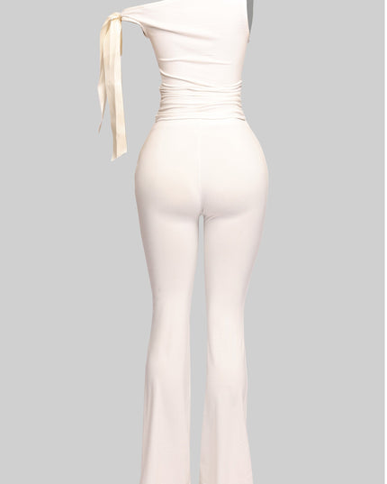 One shoulder tied detailed pants set - Muvin 