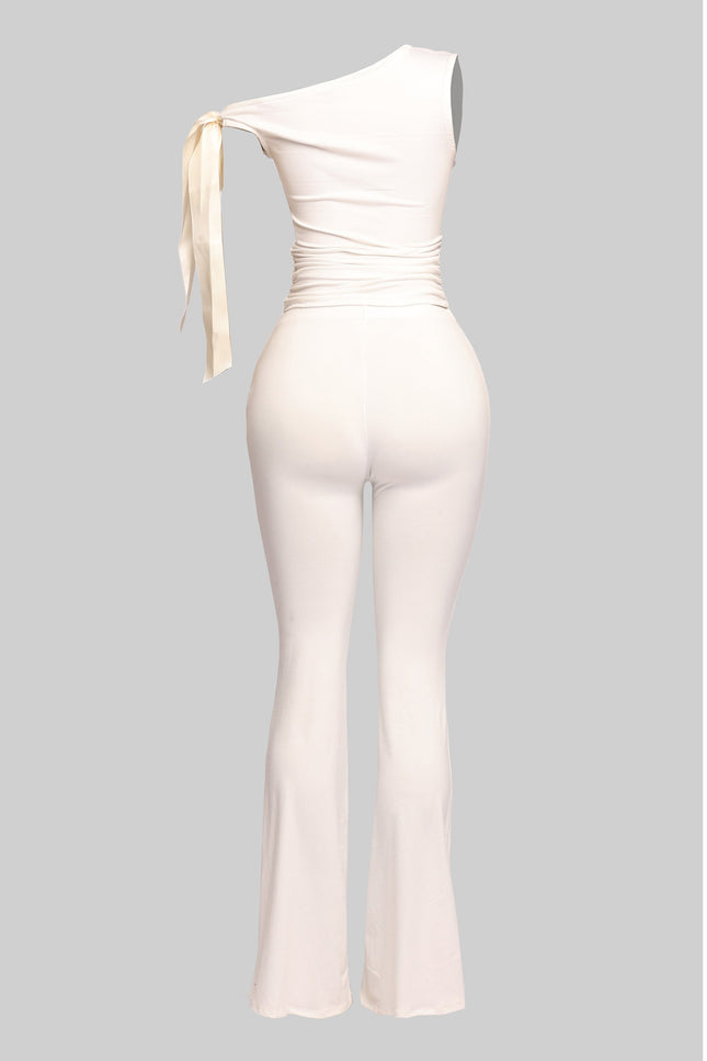 One shoulder tied detailed pants set - Muvin 