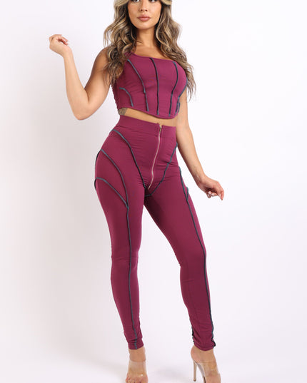 Stitch detailed tank and leggings set - Muvin 