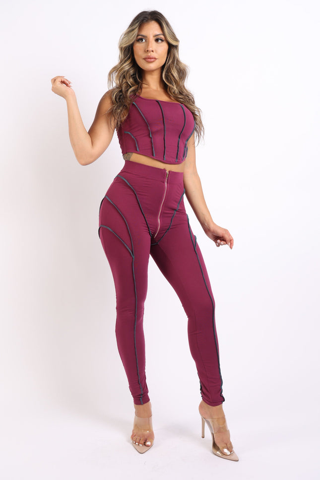 Stitch detailed tank and leggings set - Muvin 