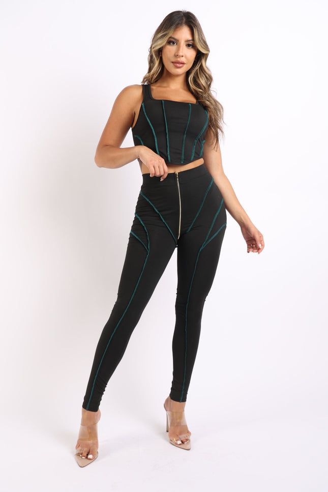 Stitch detailed tank and leggings set - Muvin 