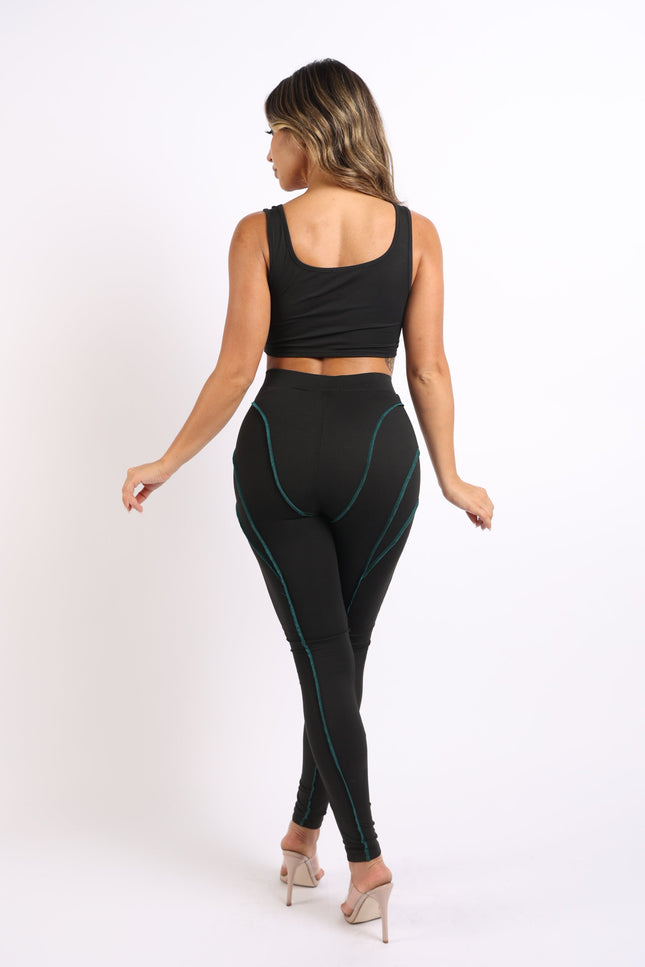 Stitch detailed tank and leggings set - Muvin 