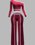 BURGUNDY/WHITE / S