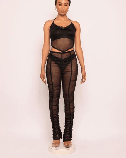 Halter top ruched pants set - Muvin 