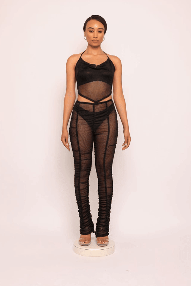 Halter top ruched pants set - Muvin 