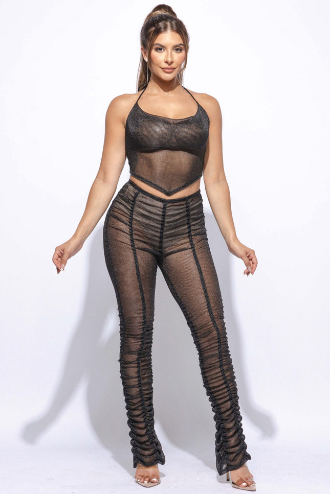 Halter top ruched pants set - Muvin 