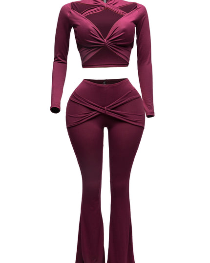 Strappy cutout detailed pant set - Muvin 