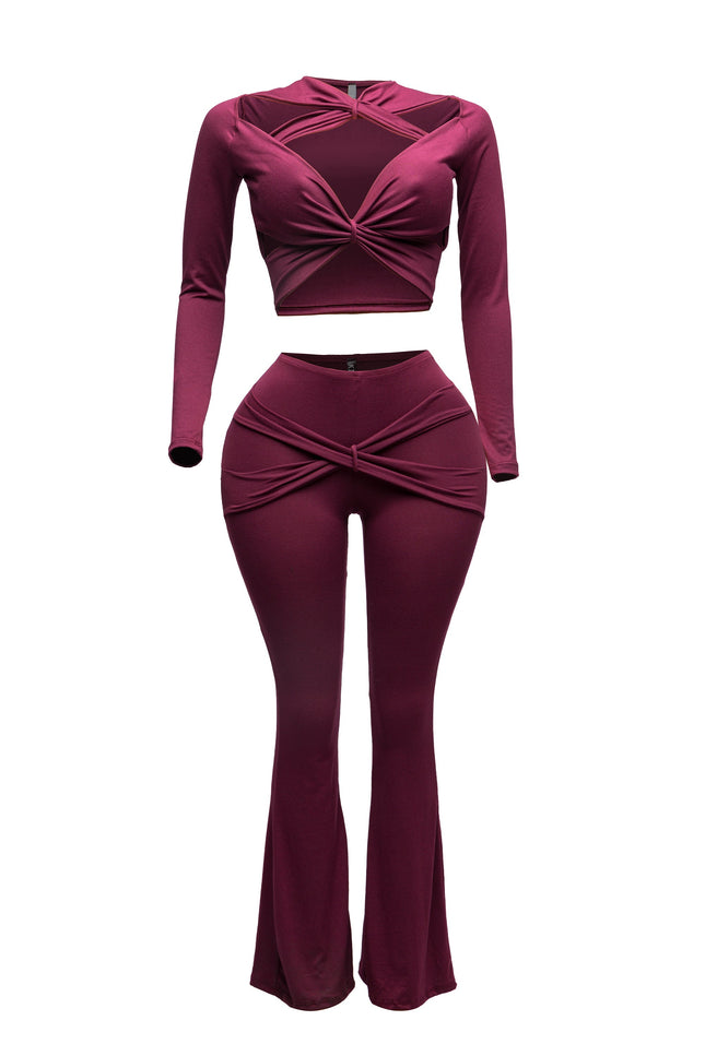 Strappy cutout detailed pant set - Muvin 