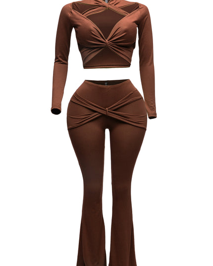 Strappy cutout detailed pant set - Muvin 