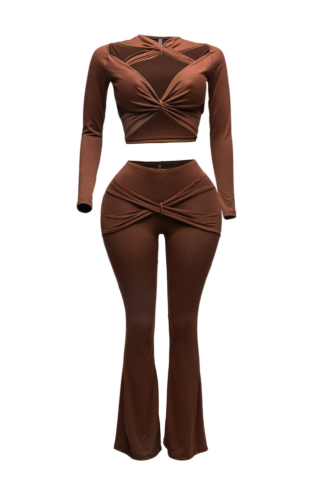 Strappy cutout detailed pant set - Muvin 
