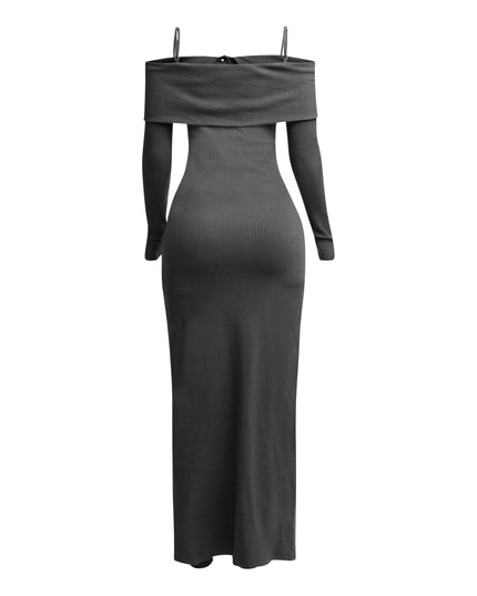 Long length spaghetti strap and off shoulder top & skirt leggings set - Muvin 