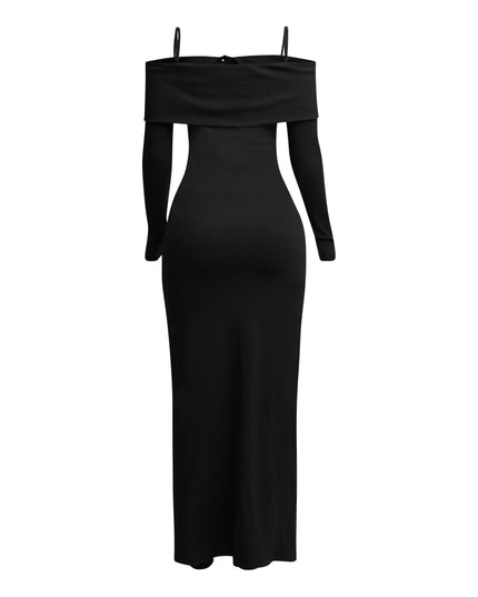 Long length spaghetti strap and off shoulder top & skirt leggings set - Muvin 