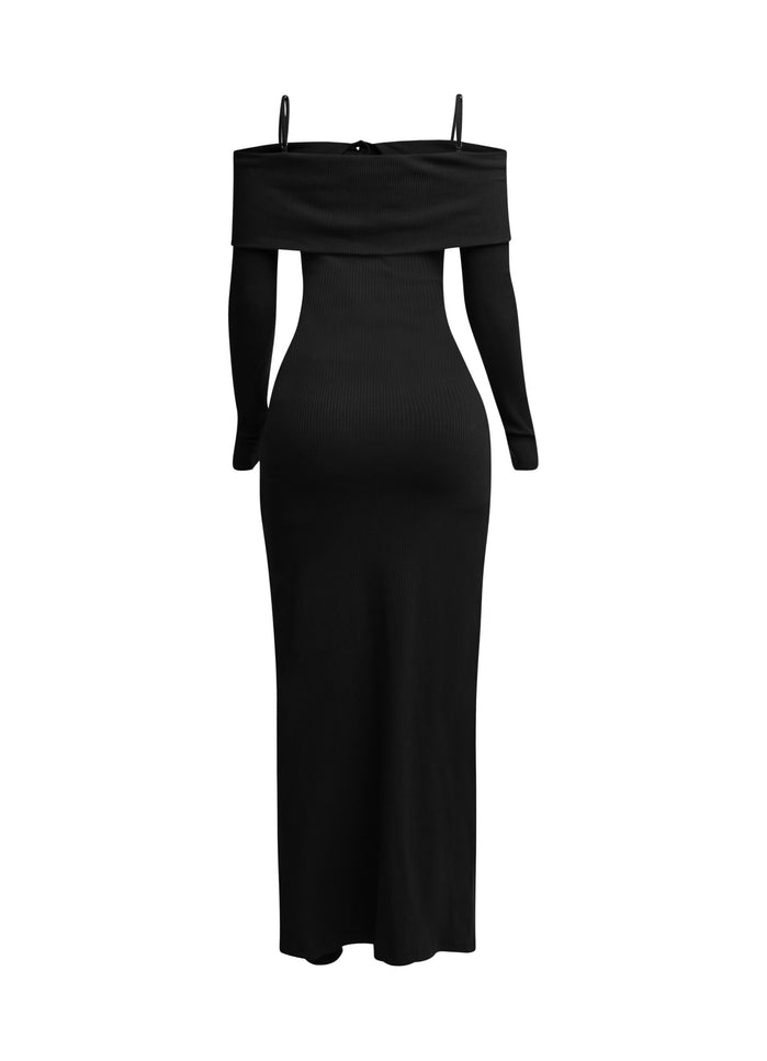 Long length spaghetti strap and off shoulder top & skirt leggings set - Muvin 