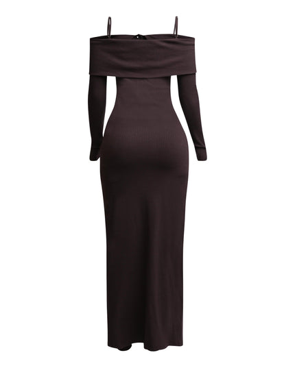 Long length spaghetti strap and off shoulder top & skirt leggings set - Muvin 