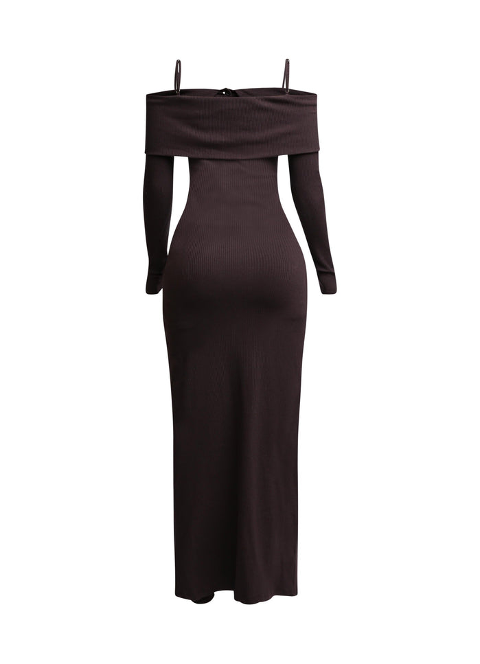 Long length spaghetti strap and off shoulder top & skirt leggings set - Muvin 