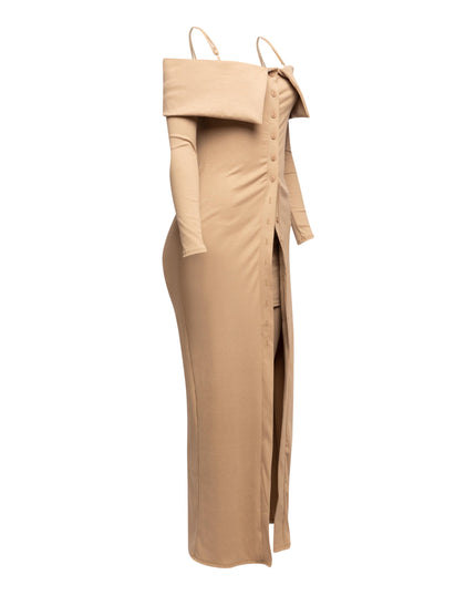 Long length spaghetti strap and off shoulder top & skirt leggings set - Muvin 