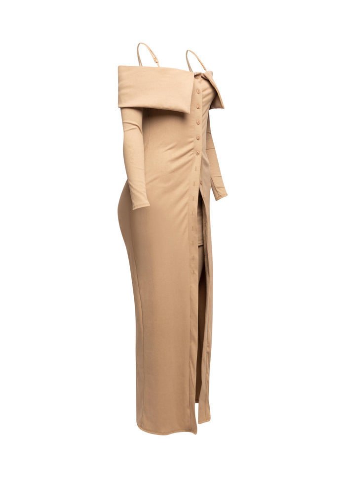 Long length spaghetti strap and off shoulder top & skirt leggings set - Muvin 