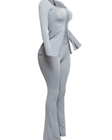 Ribbed pant set with slit detail - Muvin 