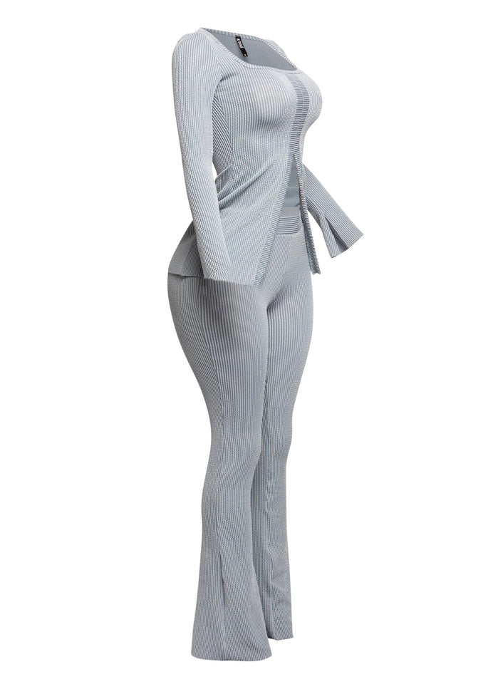 Ribbed pant set with slit detail - Muvin 
