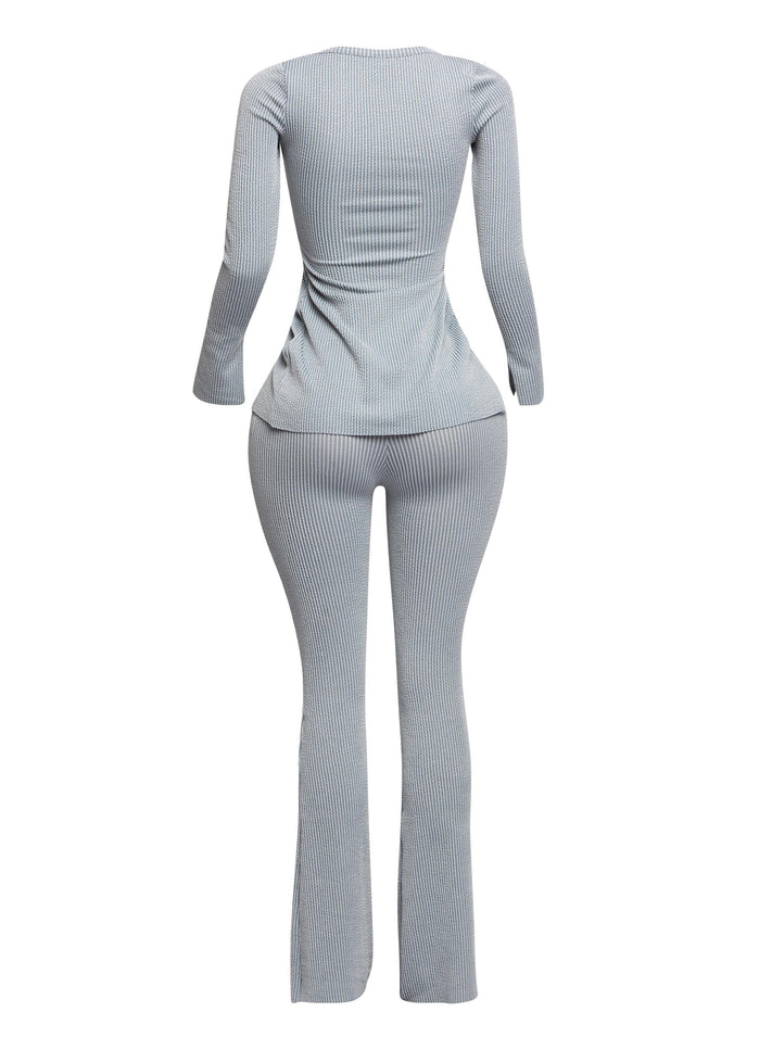 Ribbed pant set with slit detail - Muvin 