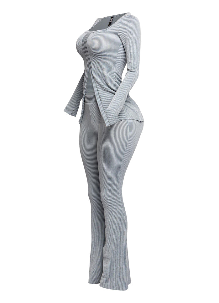 Ribbed pant set with slit detail - Muvin 