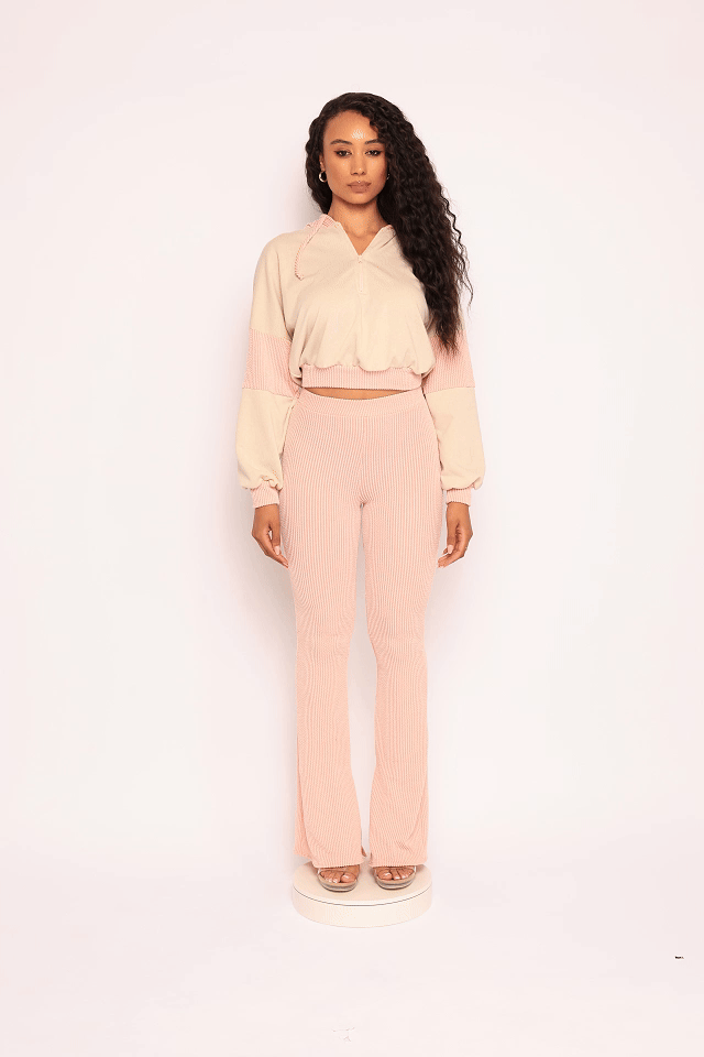 Color block hoodie & flare pants set - Muvin 
