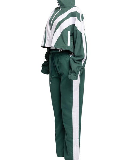 Women's Two-Tone Track Suit - Green and White - Muvin 