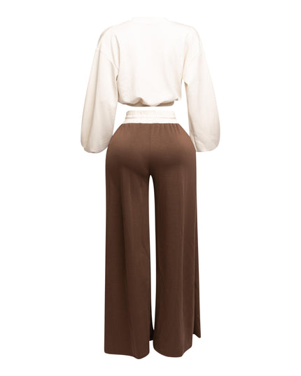 Balloon top and wide leg pants set - Muvin 