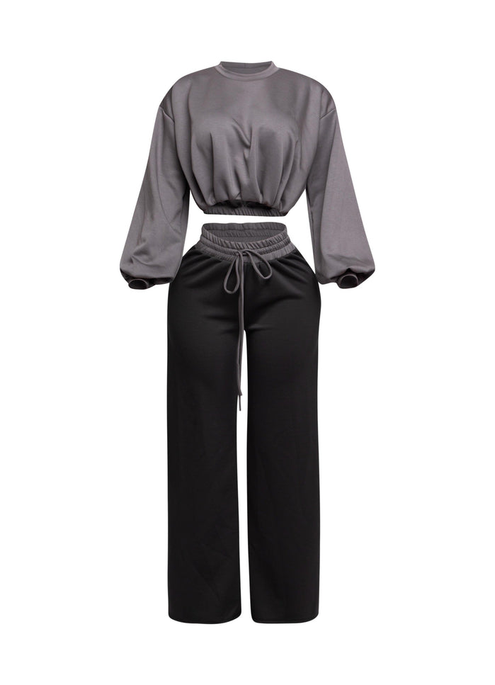 Balloon top and wide leg pants set - Muvin 