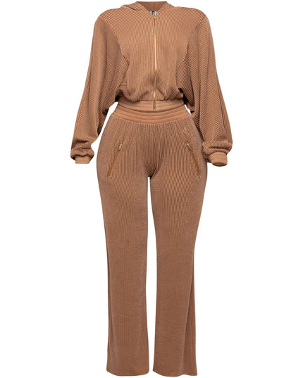 Zipper closure hoodie jacket & pants set - Muvin 