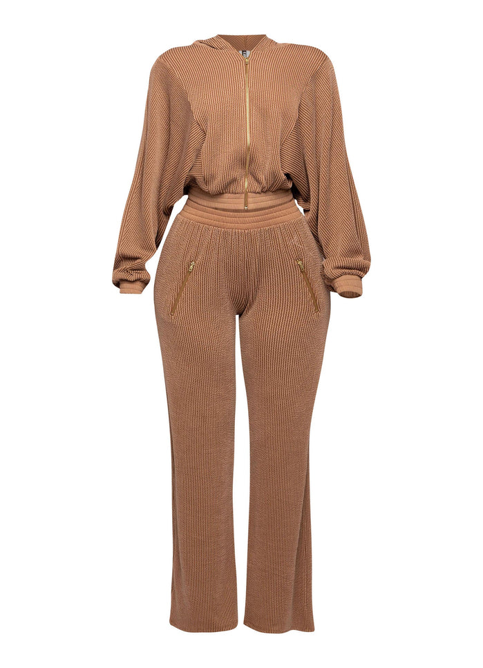 Zipper closure hoodie jacket & pants set - Muvin 