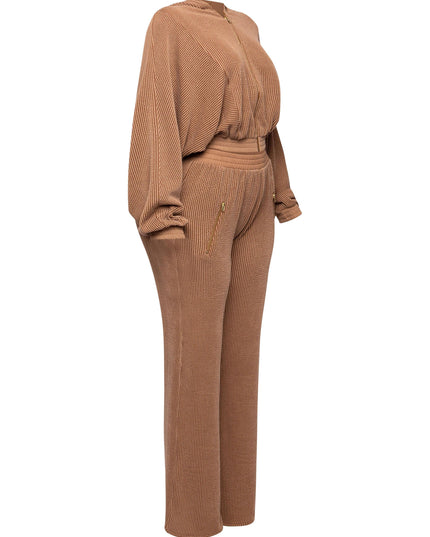 Zipper closure hoodie jacket & pants set - Muvin 
