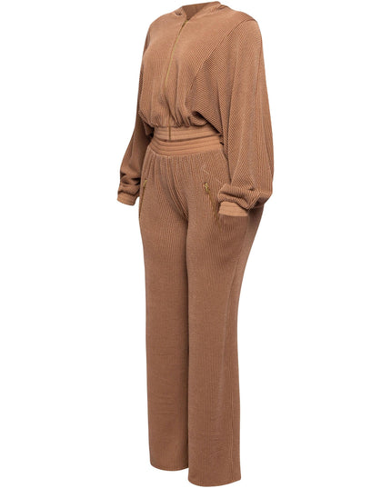Zipper closure hoodie jacket & pants set - Muvin 