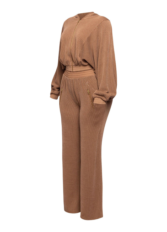 Zipper closure hoodie jacket & pants set - Muvin 