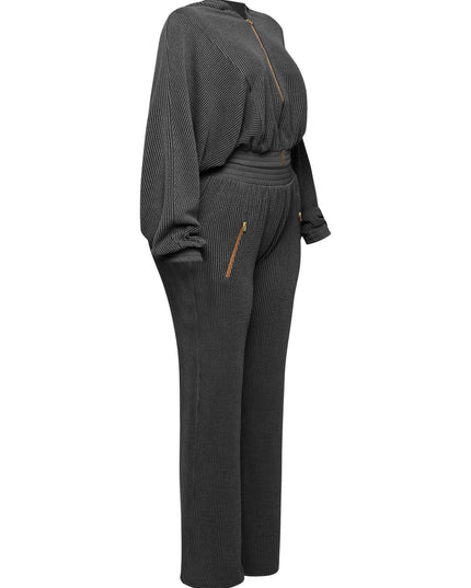 Zipper closure hoodie jacket & pants set - Muvin 