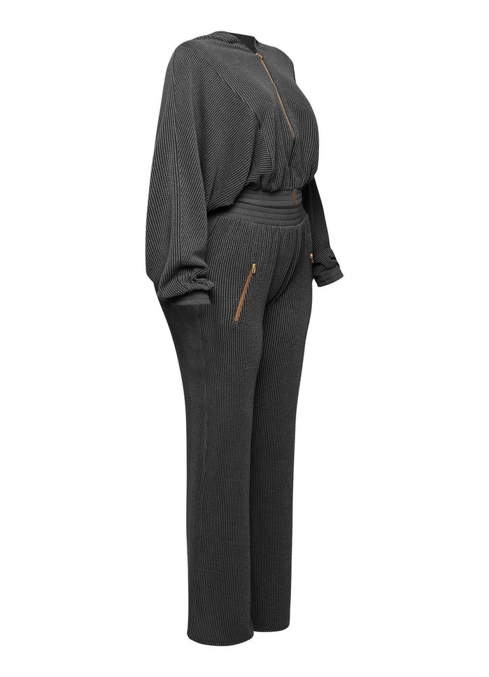Zipper closure hoodie jacket & pants set - Muvin 